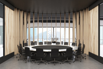 Round wooden meeting room