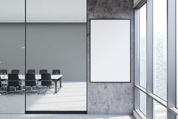 Concrete and glass meeting room, poster
