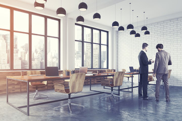 White brick open space office toned