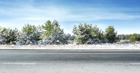 Fototapeta premium Winter road background 