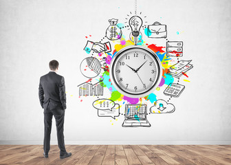 Businessman, rear view, time management