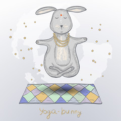 Fototapeta premium Śliczna joga zająca. Ilustracji wektorowych.