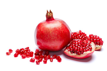 Pomegranate and seeds close-up