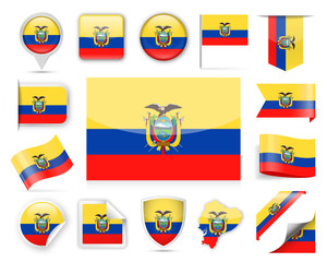 Obraz premium Ecuador Flag Vector Set