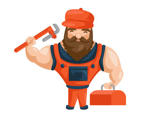 Professional Water Treatment Plumber Cartoon Illustration
