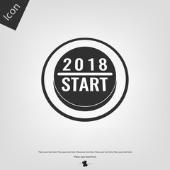 Fototapeta na wymiar 2018 new year button icon