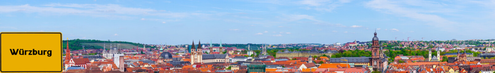 Fototapeta na wymiar Schild Würzburg Panorama