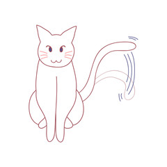White Cute Cat Wagging Their Tail