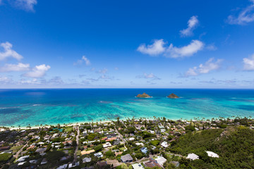 Turquoise view of Pacific Ocean Mokulua Islands