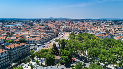 Aerial top view of Montpellier city skyline from above, Southern France
 - obrazy, fototapety, plakaty