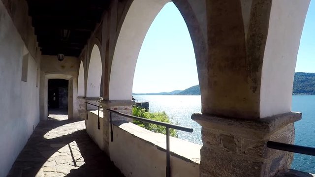 Santa Caterina del Sasso. Italy. Perfect views of ancient monastery.