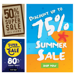 Modern Summer Sale Banner Set, Suitable For Call To Action Button, Advertisement, E-newsletter, Web Banners, Posters and Social Media Promotions