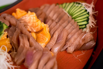 Sashimi salmon and tuna