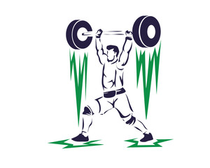 Passionate Strong Male Weightlifter Athlete In Action Logo