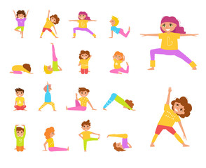 Childrens yoga. Vector.