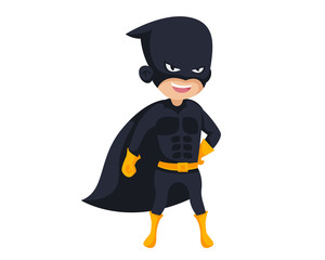 Cheerful Brave Boy Wearing A Superhero Costume In Isolated Background Cartoon Illustration