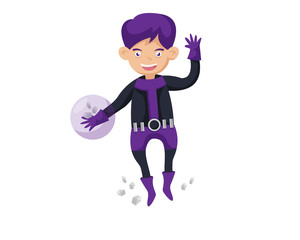 Cheerful Brave Boy Wearing A Superhero Costume In Isolated Background Cartoon Illustration