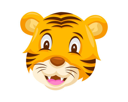 Cute Smiling Tiger Face Emoticon Emoji Expression Illustration