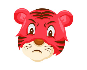 Cute Angry Tiger Face Emoticon Emoji Expression Illustration