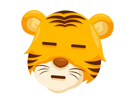 Cute Straight Face Tiger Face Emoticon Emoji Expression Illustration