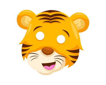Cute Surprised Tiger Face Emoticon Emoji Expression Illustration