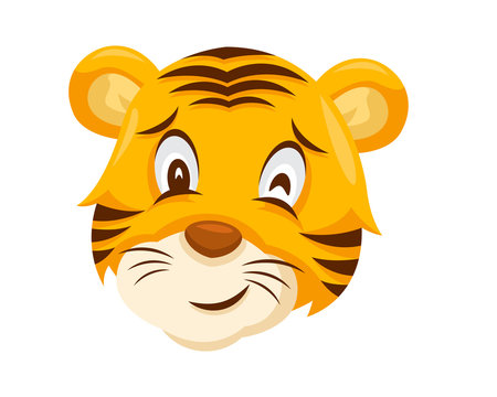 Cute Winking Tiger Face Emoticon Emoji Expression Illustration
