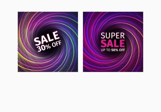 Sale Banners with Bright Swirl Background