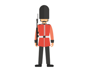 UK Buckingham Palace Queen Guard In Uniform Illustration