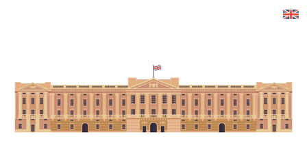 Modern United Kingdom Famous Tourist Landmark Building Illustration - Buckingham Palace - obrazy, fototapety, plakaty