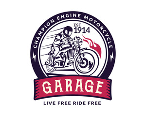 Vintage Motorcycle Speedshop Logo Badge Illustration