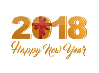 Happy new year 2018 holiday gold sign