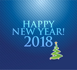 Fototapeta na wymiar Happy new year 2018 holiday blue card illustration