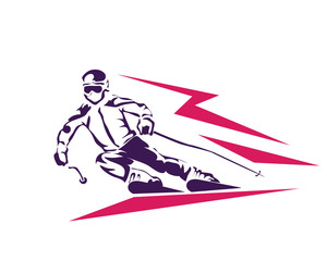 Obraz premium Professional Ski Player In High Speed Illustration