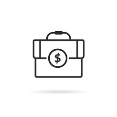 black thin line finance briefcase icon