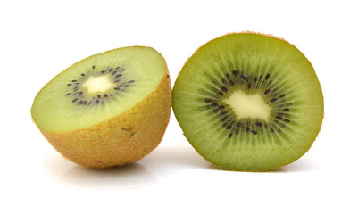 Kiwi fruit sliced segments isolated on white background cutout