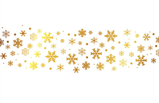 Beautiful Background With Gold Snow Flakes Vector