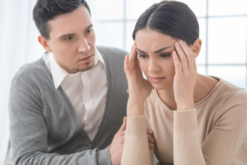 Woman visit psychologist meantal health care consultation
