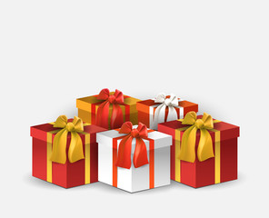 Vector illustration with gift boxes. Vector elemens for christmas or birthday card