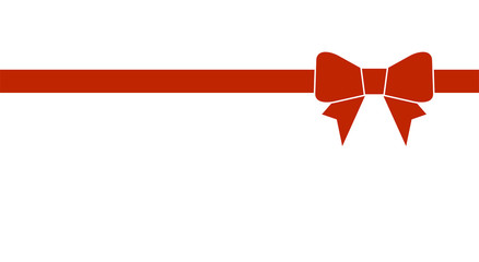 Decorative beautiful red bow with horizontal ribbon isolated on white background. Vector bow.