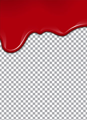 Vector Bloody background. Strawberry syrup or ketchup on transparent Background