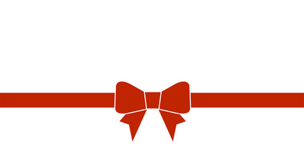 Decorative beautiful red bow with horizontal ribbon isolated on white background. Vector bow.
