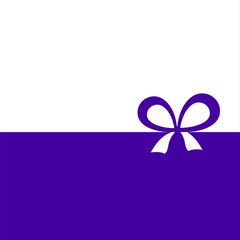 Invitation, Greeting or Gift Card With Blue Ribbon And A Bow  on blue background.  Gift Voucher Template with  place for text.