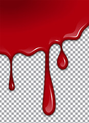 Vector Bloody background. Strawberry syrup or ketchup on transparent Background