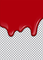 Vector Bloody background. Strawberry syrup or ketchup on transparent Background