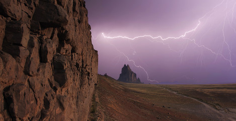 A Sky Full of Lightning at Shiprock, New Mexico - 184835246