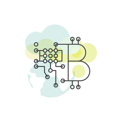 Vector Icon Style Illustration of Cryptocurrency as Alternative Digital Currency, Bitcoin Growth and Rates, Symbol with Couds and Globe
