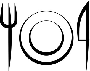 Fork Dish Knife Icon, Restaurant Menu Design