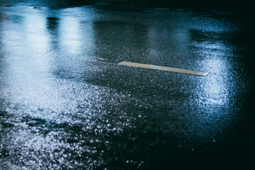 road at night in raining day