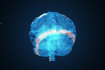 Extraordinary brain activity and the emerging headache from overexertion 3d illustration