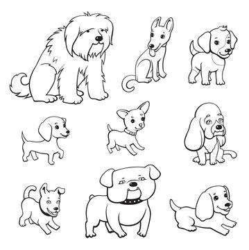 Cartoon style dogs set